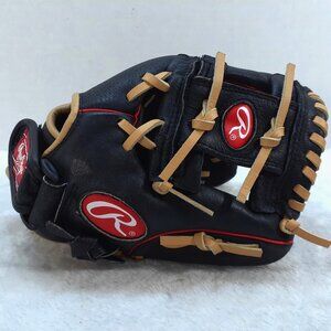 Rawlings Baseball Glove Youth 10.5 in H1051B Highlight RHT Leather Shell Black